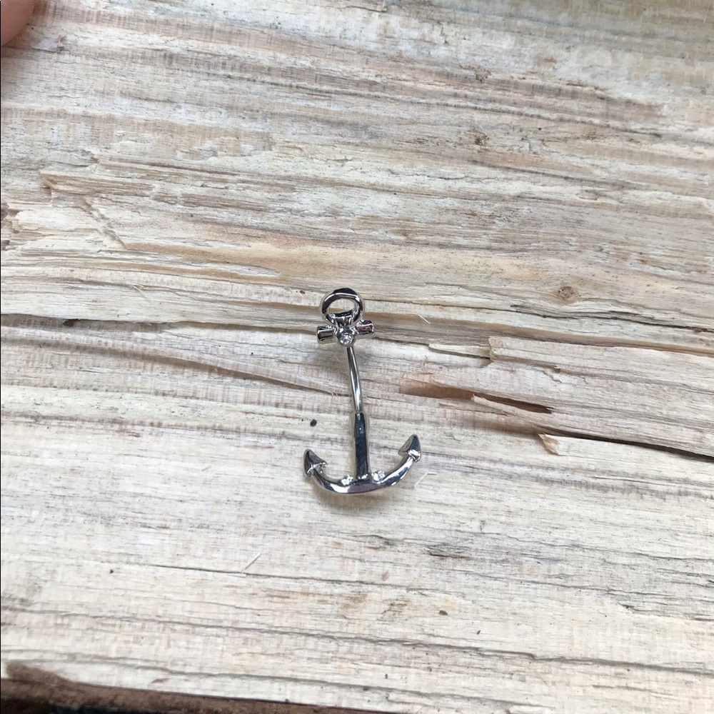 Silver Anchor‎ Belly Button Ring